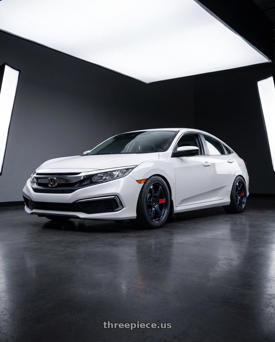 2019 Honda Civic LX with Volk Racing TE37 SAGA SL 5x114.3 18x9.5 +35 MAG BLUE wheels