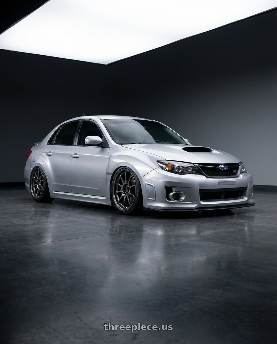 2014 Subaru WRX STI, Silver with Volk Racing CE28N-PLUS 5x114.3 18x10 +40 DIAMOND DARK GUNMETAL wheels