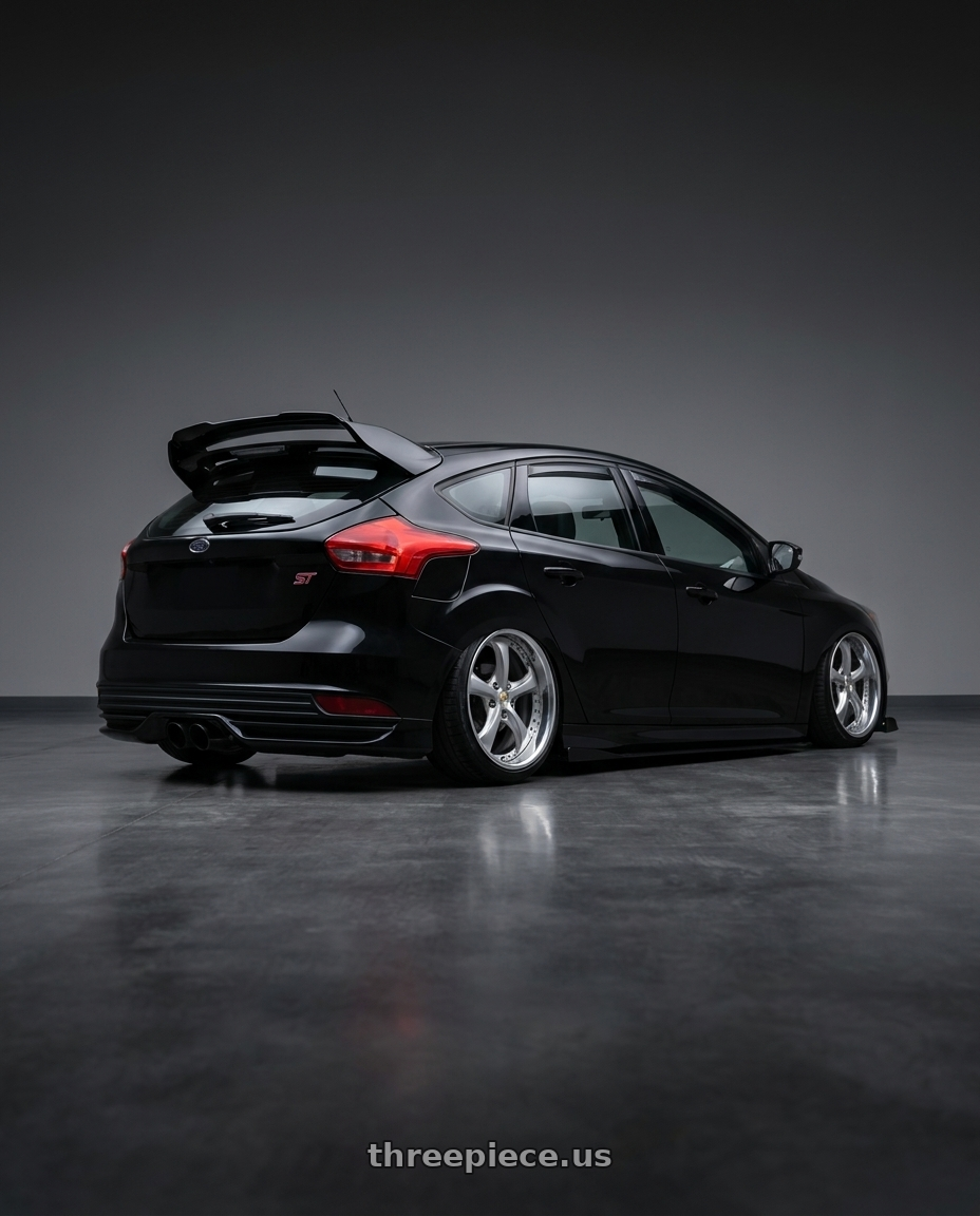2018 ford focus st with Work Wheels VS-KF 5x108 18x9+40 Light Grey Silver A Disk FULL REVERSE wheels rear three quarter view slight stretch tires