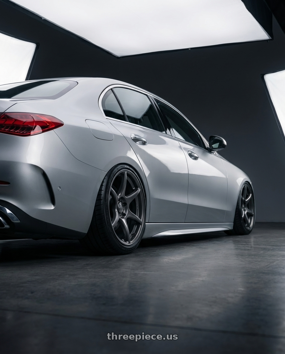 2022 Mercedes-Benz C-Class W206 with Kansei K11G Tandem 5X112 19x9.5 22 Gunmetal wheels rear three quarter view slight stretch tires