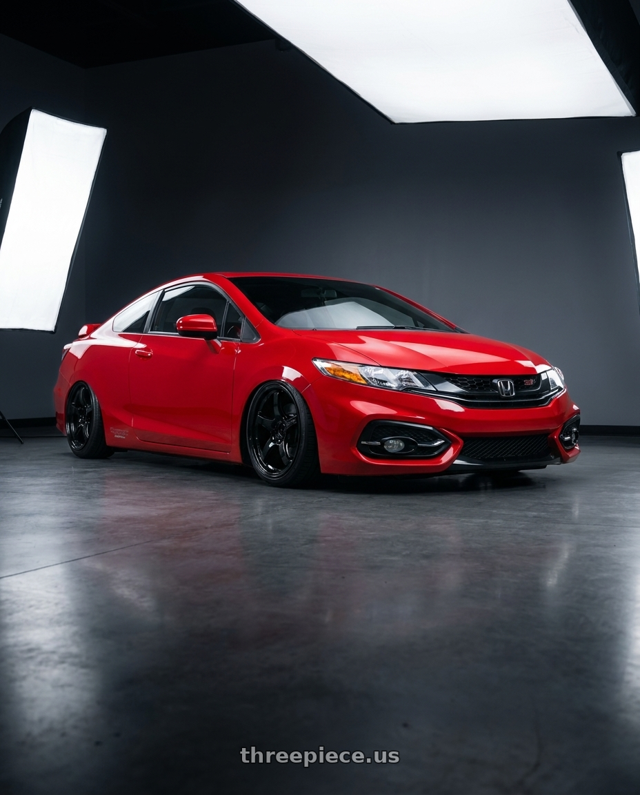 2015 Honda Civic Si with Gram Lights 57CR 5x114.3 18x9.5+22 Glossy Black wheels