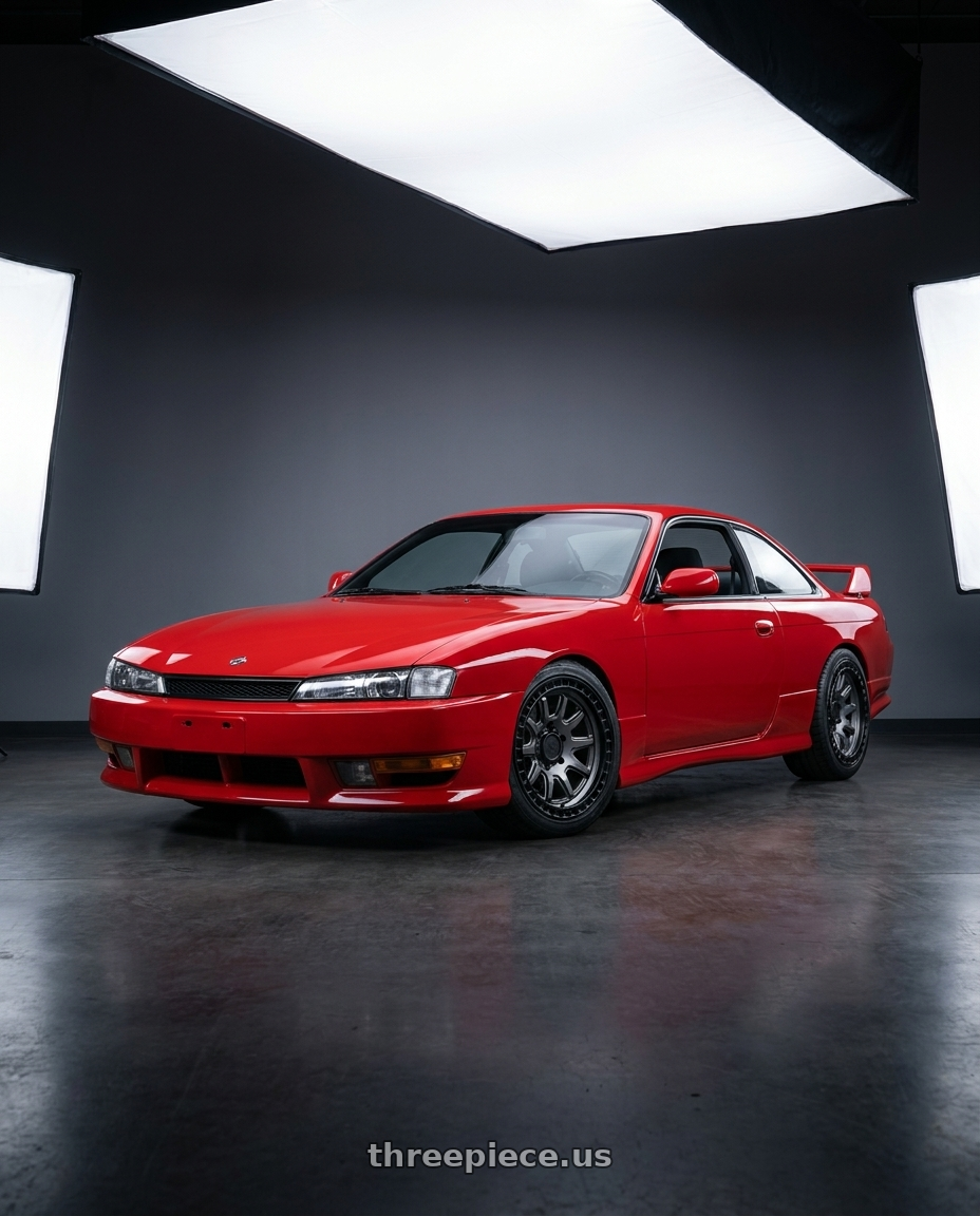 Nissan 240sx 1999 with Black Rhino CALICO 5X127 17X8.5 +34 MATTE GUNMETAL W/ MATTE BLACK LIP wheels