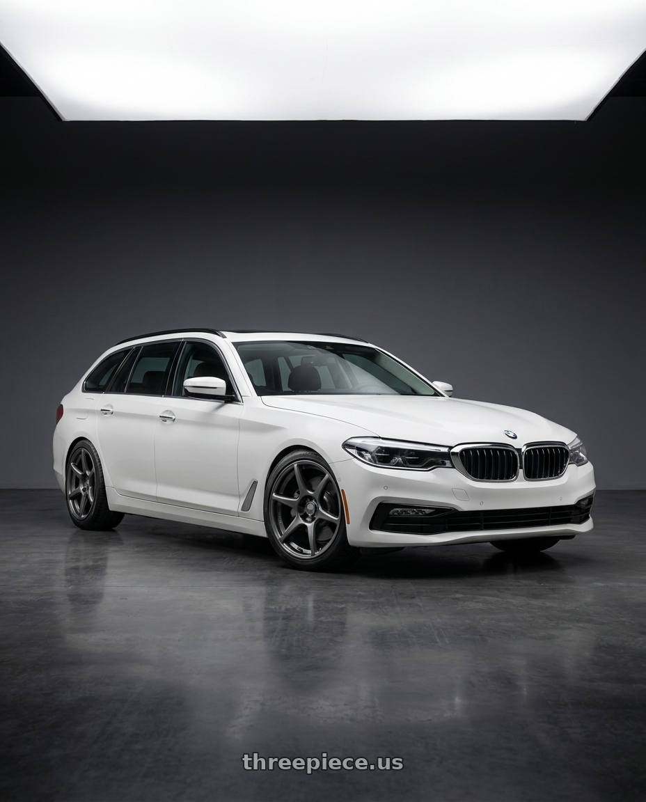 2017 Bmw 530I Touring White with Kansei K11G Tandem 5X112 18x8.5 35 Gunmetal wheels