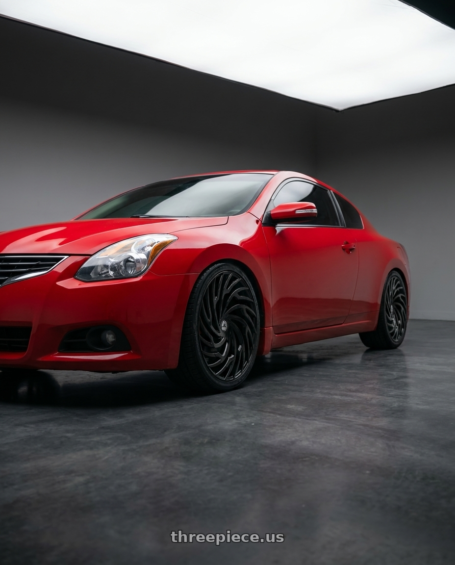 2010 Nissan Altima Coupe with Azara AZA-536 5x114.3/5x120 22x8.5 +38 Gloss Black wheels