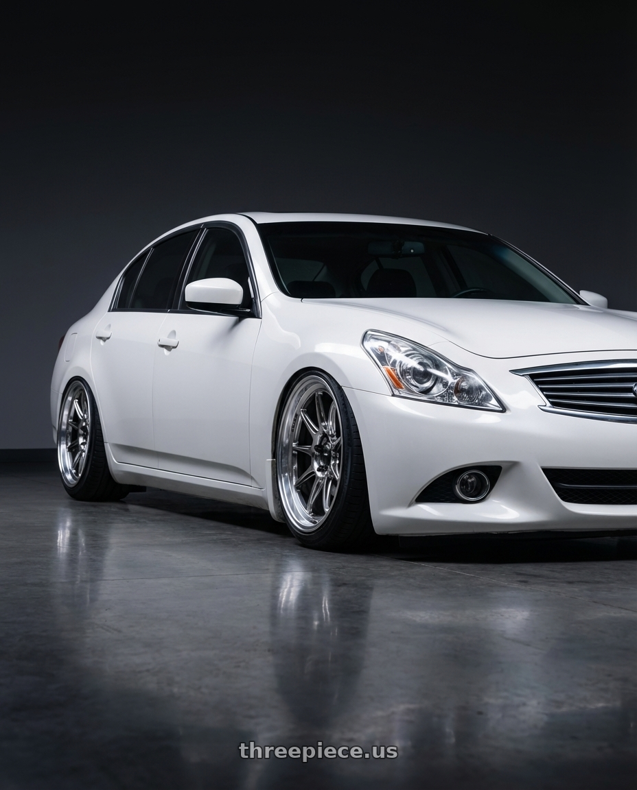 2012 Infiniti G37 with Konig Countergram 5x114.3 19x11+18 Hyper Chrome / Machined Lip wheels