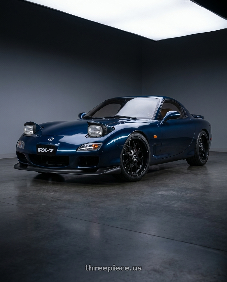 1993 Mazda RX-7 with FULL THROTTLE FT0151 5x114.3/5x127 17x9-12 SATIN BLACK wheels