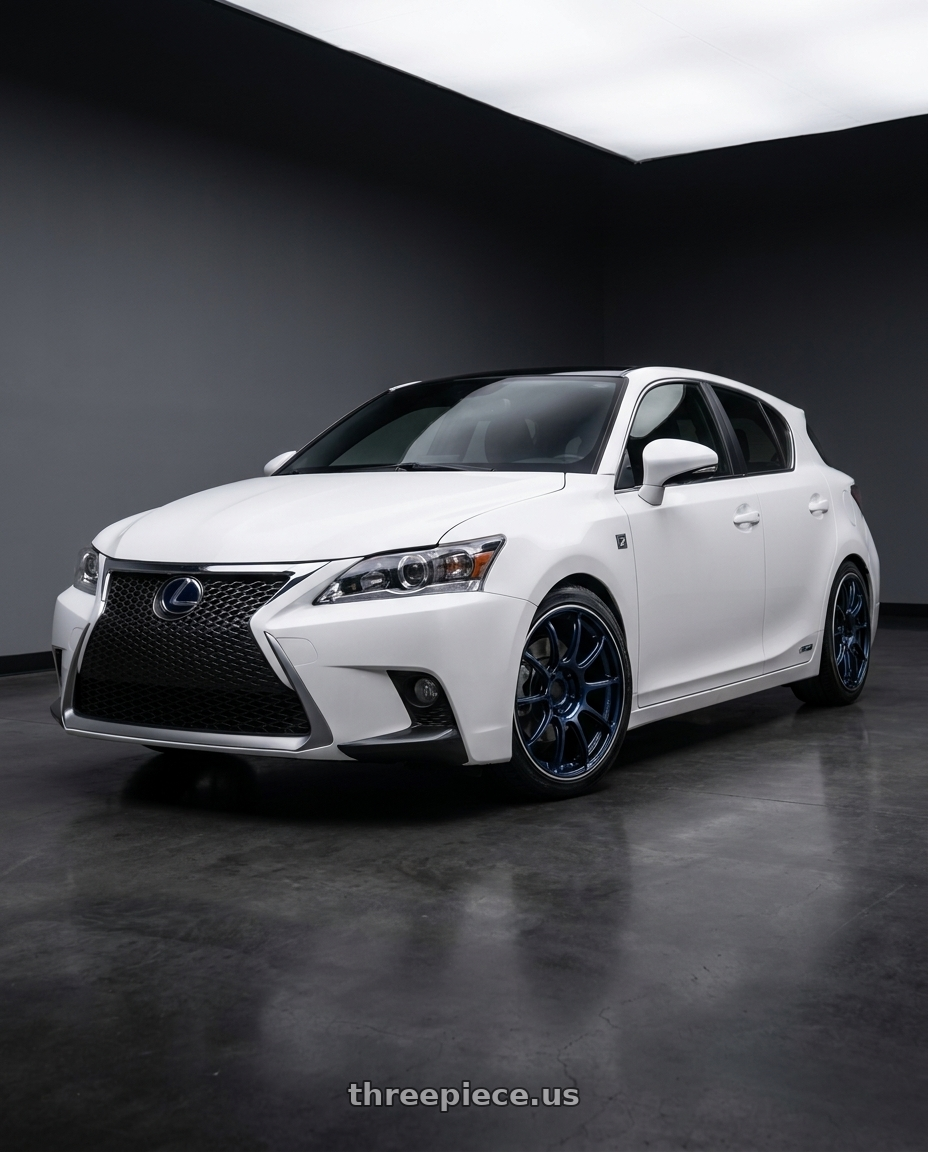 2015 Lexus CT200h F sport with Advan RZ II 5x112 18x9+50 Racing Indigo Blue and Ring wheels
