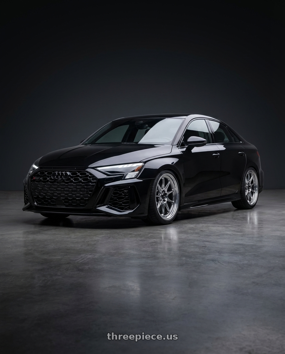 2022 Audi RS3 8Y with Konig Countergram 5x112 19x11+40 Hyper Chrome / Machined Lip wheels