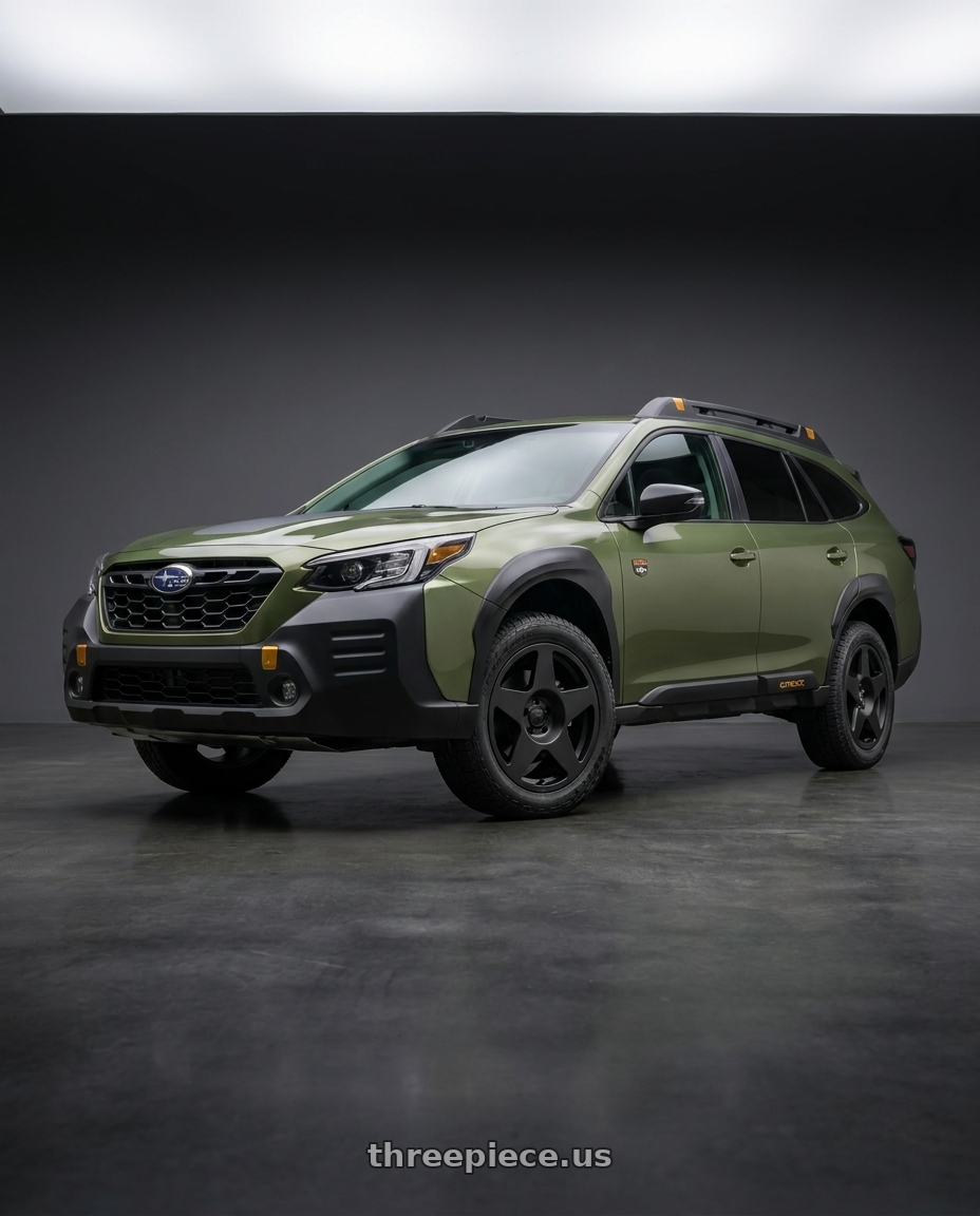 2023 subaru outback wilderness with fifteen52 TARMAC 5x114.3 18x8.5 +30 ASPHALT BLACK (SATIN BLACK) wheels