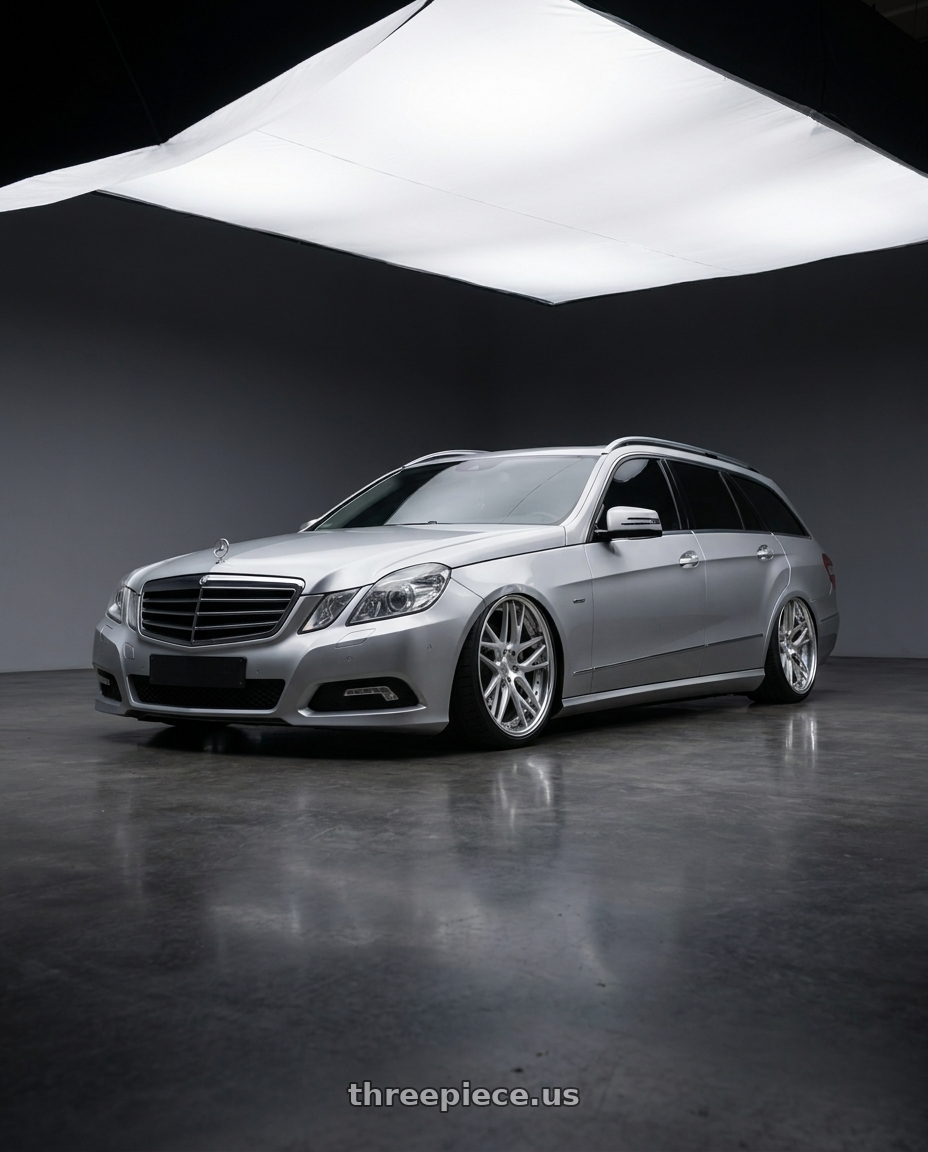 2010 Benz s212 with Work Gnosis Cvx 5x114.3 19x8.5+38 O Disk Brush Silver Clear wheels