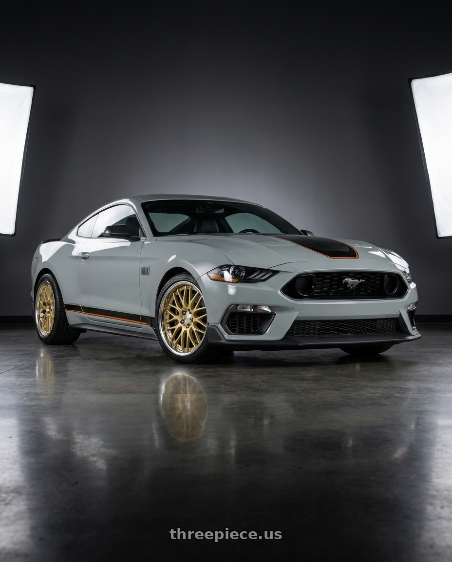 2021 Ford Mustang Mach 1 with Work Lanvec Lm1 5x114.3 20x8.5+30 O Disk Light Metallic Gold wheels