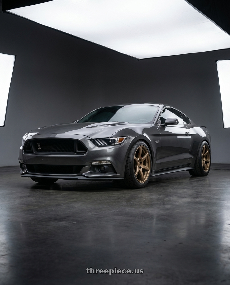 2015 Ford Mustang gt 5.0 with Kansei K11B Tandem 5x114.3 18x9 35 Bronze wheels