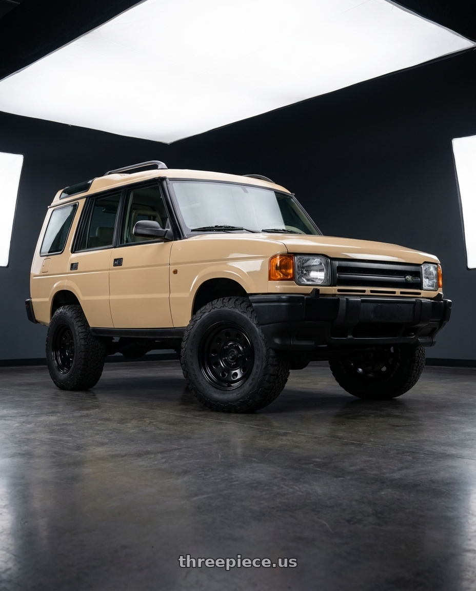 1996 Land Rover Discovery beige with Allied - Pacer Black Modular Trailer 8X6.50 16x6 00 Gloss Black wheels
