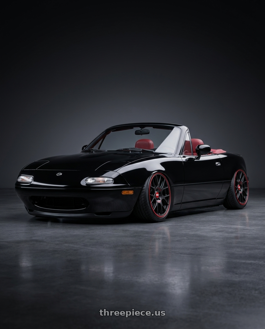 1993 Mazda Miata with BBS CH-R Nurburgring Edition 5x112 18x8.5 +47 Satin Black/Red Lip wheels