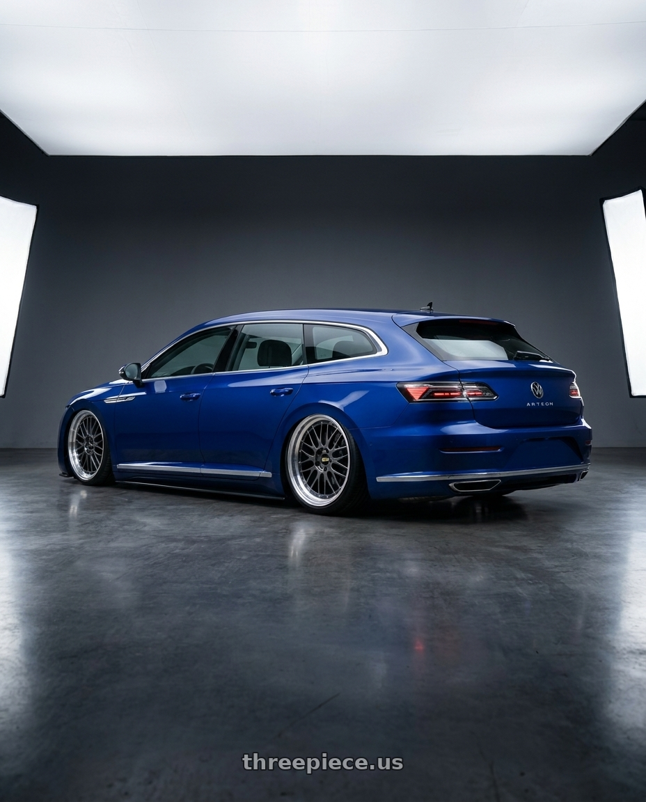 2022 Volkswagon arteon wagon with BBS LM 5x112 19x9.5+32 Diamond Black wheels rear three quarter view slight stretch tires