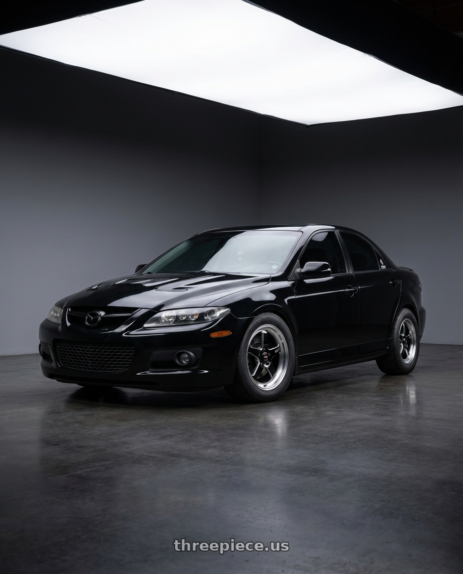 2006 Mazda, Mazdaspeed 6, Grand Touring, Black with WELD Street Performance Ventura Drag 5x120 17x10 +42 Gloss Black/Milled Diamond Cut Lip wheels