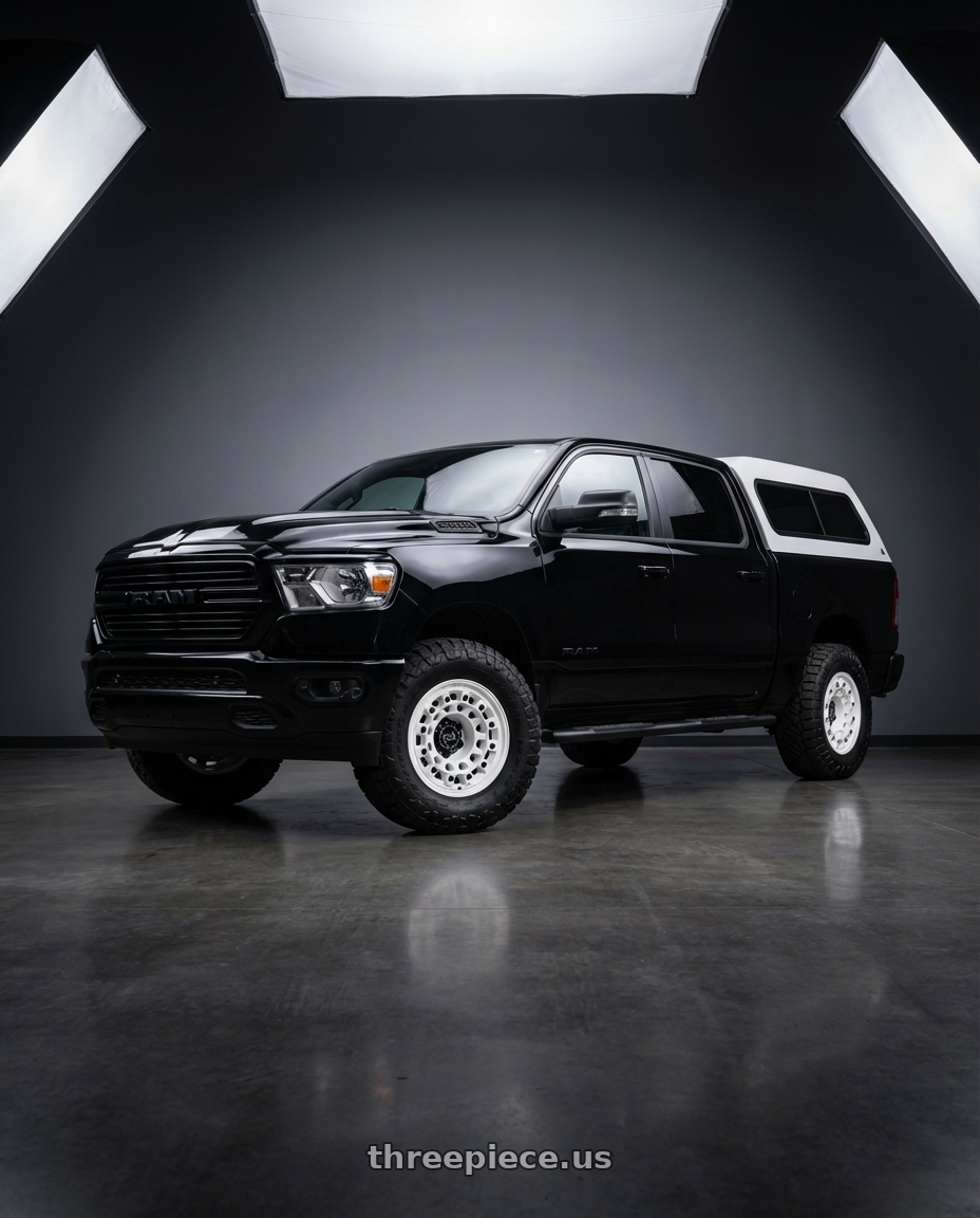 2019 Ram 1500 Bighorn with Black Rhino FUJI 6X139.7 17X8 +20 GLOSS WHITE wheels