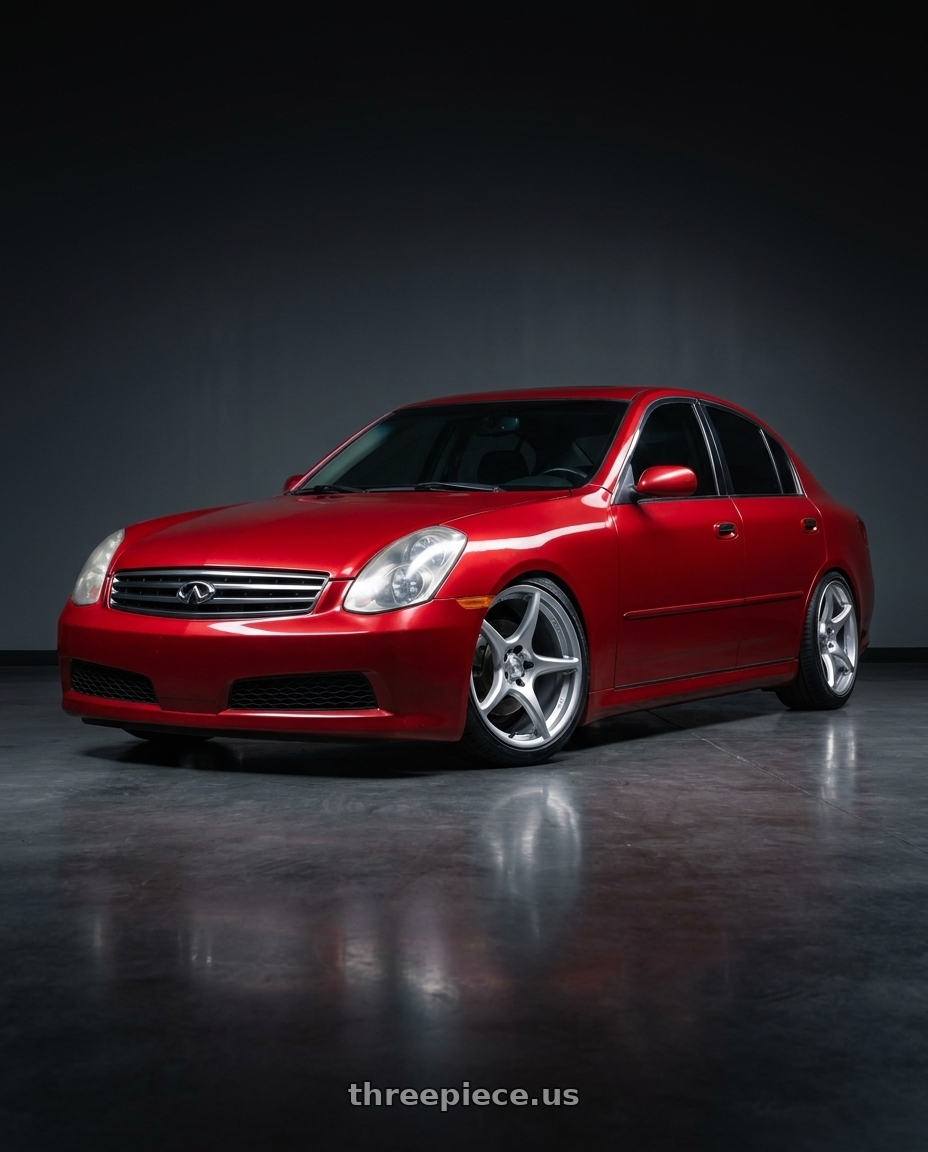 2006 Infiniti g35 sedan with Kansei K11S Tandem 5x114.3 19x9.5 22 Hyper Silver wheels