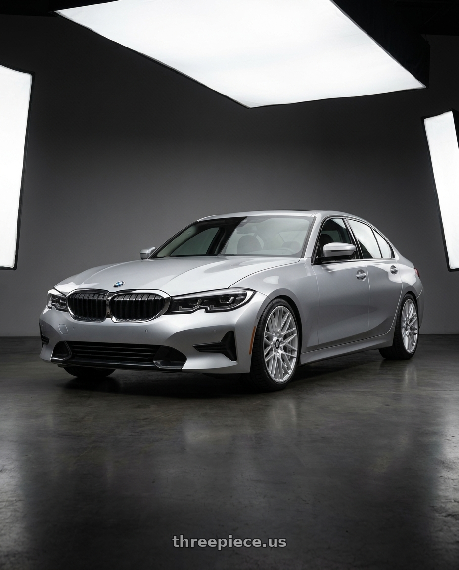 2023 BMW 3 Series G20 with Rotiform 1PC R140 RSE 5X112/5X114.3 19X8.5 +35 GLOSS SILVER wheels