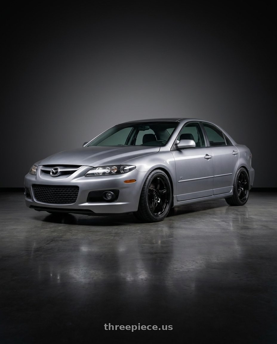 2006 Mazda Speed6 with Gram Lights 57CR 5x100 18x7.5+50 Glossy Black wheels