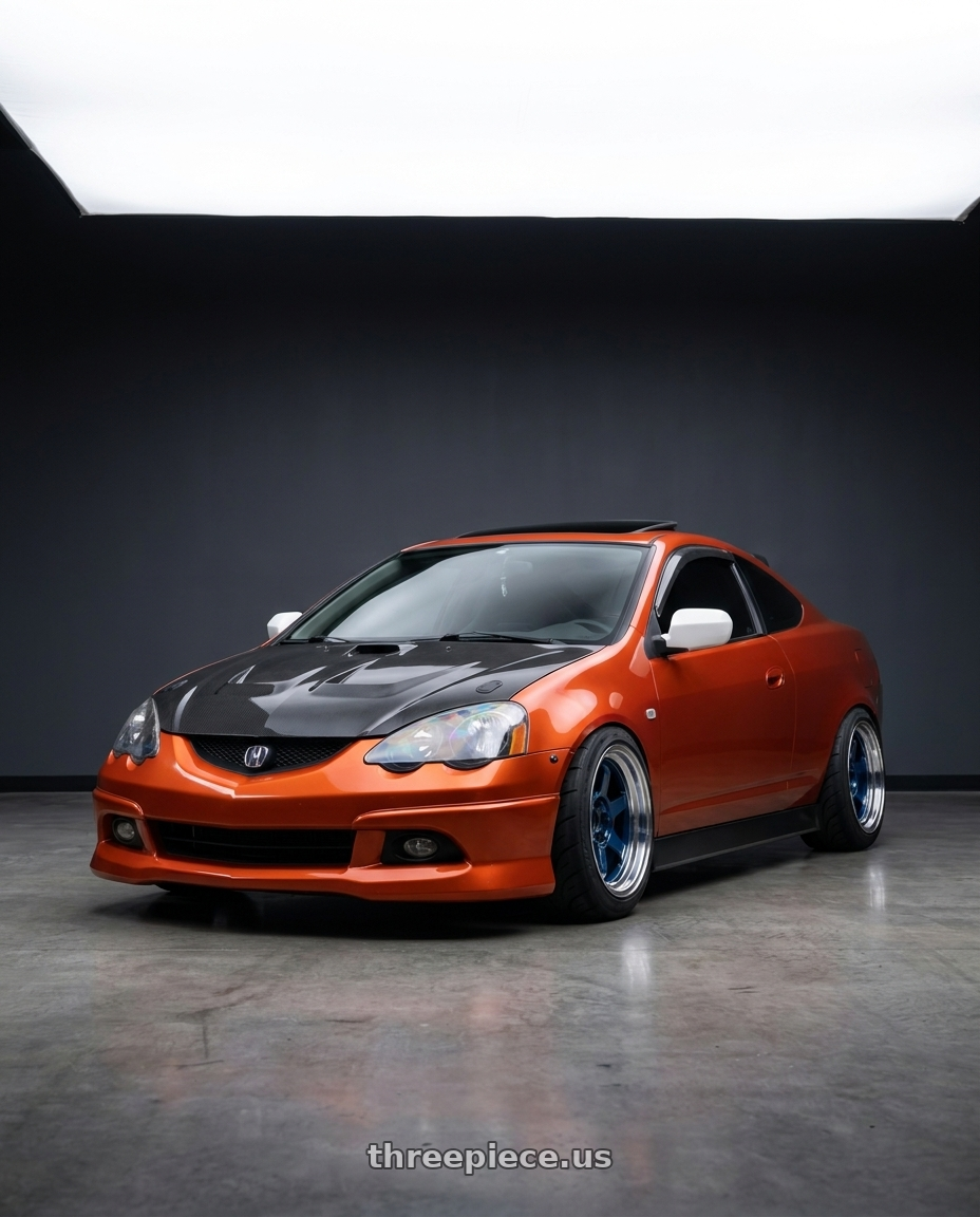 2002  Acura rsx type s  with Volk Racing TE37V MK-II 5x114.3 18x9.5 +15 MAG BLUE wheels