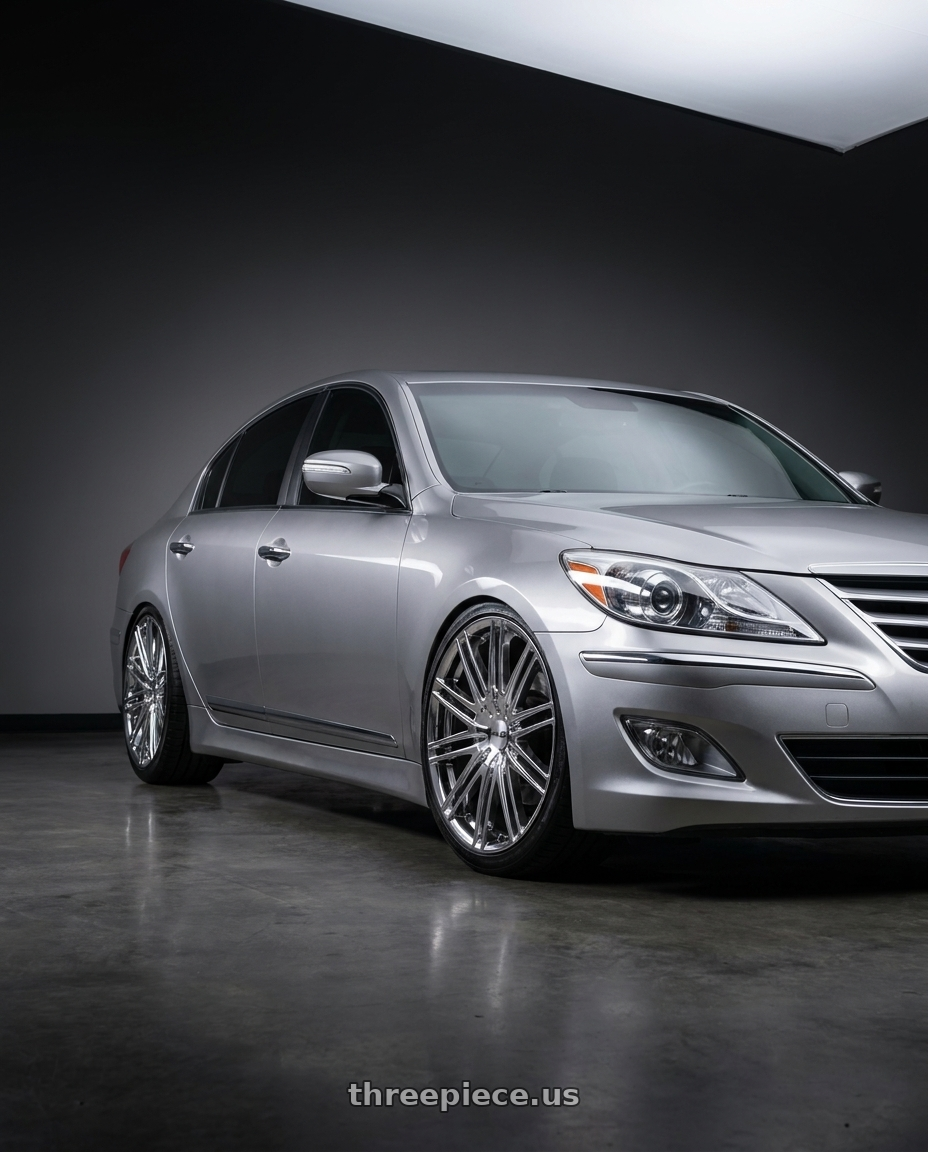 2013 Hyundai Genesis r spec with Helo HE880 5X114.3/5X120.65 20X8.5 +42 PVD wheels