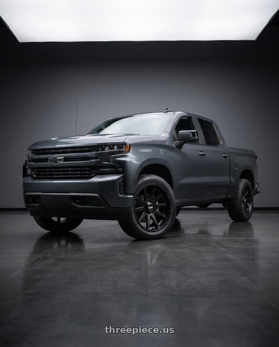 2021 Chevrolet Silverado 1500 LT with Ion Type 143 6x139.7 20x9+18 Matte Black wheels