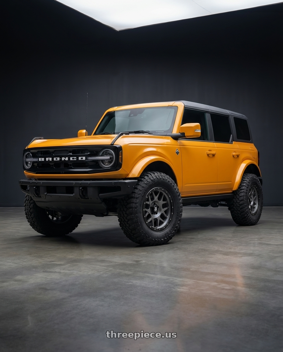 2024 Ford Bronco with XD XD127 BULLY 6X139.7 17X9 -12 MATTE GRAY BLACK RING wheels