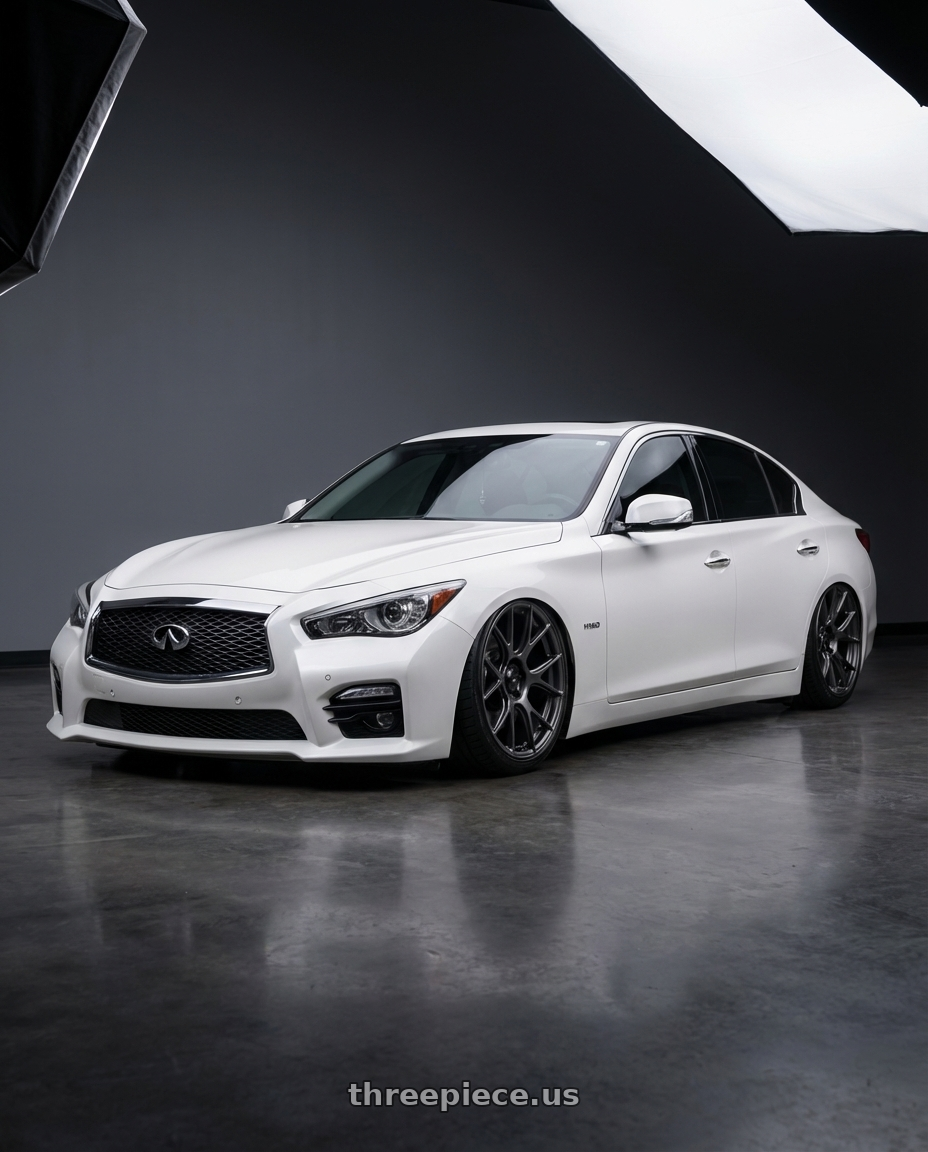 2020 Infiniti Q50 with Konig Ampliform 5x114.3 20x11+22 Dark Metallic Graphite wheels