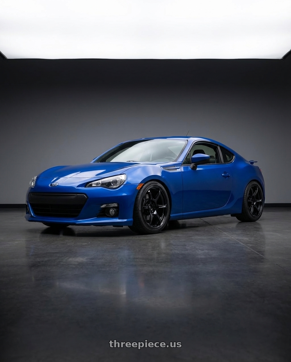 2024 Subaru BRZ with Advan RGIII 5x114.3 18x10.5+15 Gloss Black wheels front three quarter view lowered stance