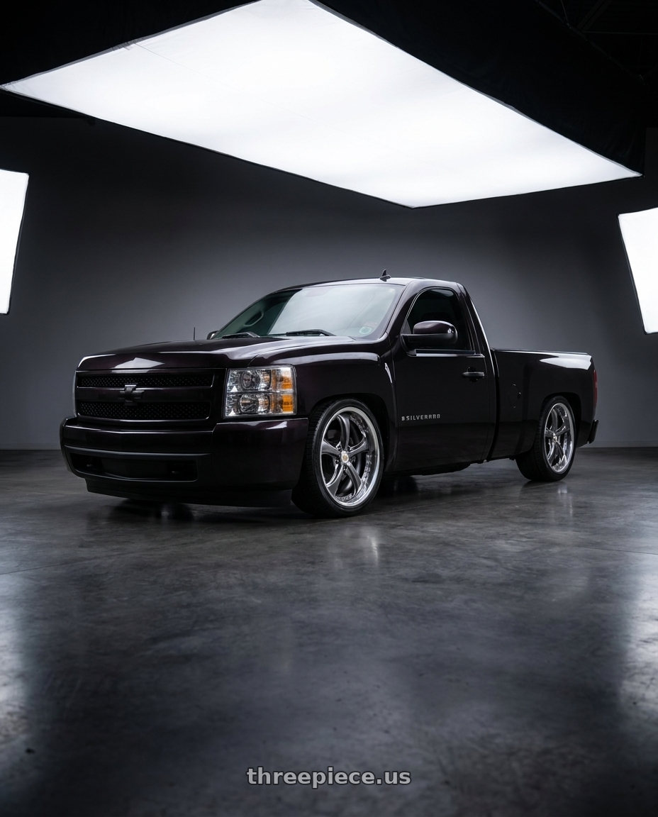 2008 chevy silverado  with Work Wheels VS-KF 5X114.3 19x7.5-24 Brilliant Silver Black R Disk FULL REVERSE wheels