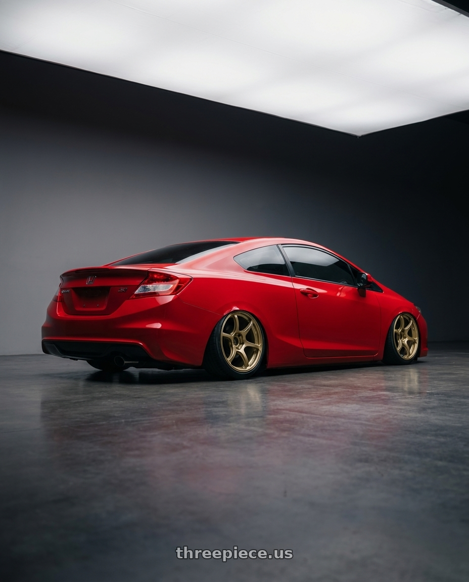 2015 Honda Civic Si with Advan RGIII 5x114.3 17x8.5+31 Gold wheels rear three quarter view slight stretch tires