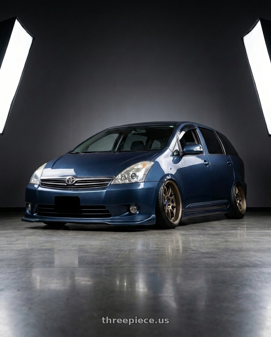 2008 TOYOTA WISH , mint candy with Work Emotion D9r 5x100 18x8.5 +47 Gt Silver Rim Cut wheels