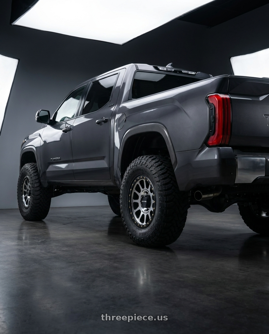 2026 Toyota tundra limited crewmax with Method Race Wheels 305MB NV 6x139.7 17x8.5 +0 MACHINED - MATTE BLACK LIP wheels rear three quarter view meaty tires
