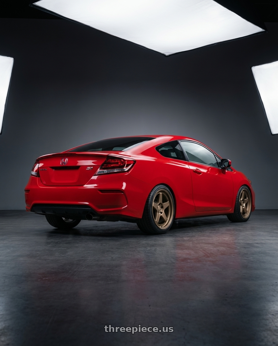 2011 Honda Civic Si with Kansei K12B KNP 5x114.3 17x9 35 Bronze wheels rear three quarter view square tires