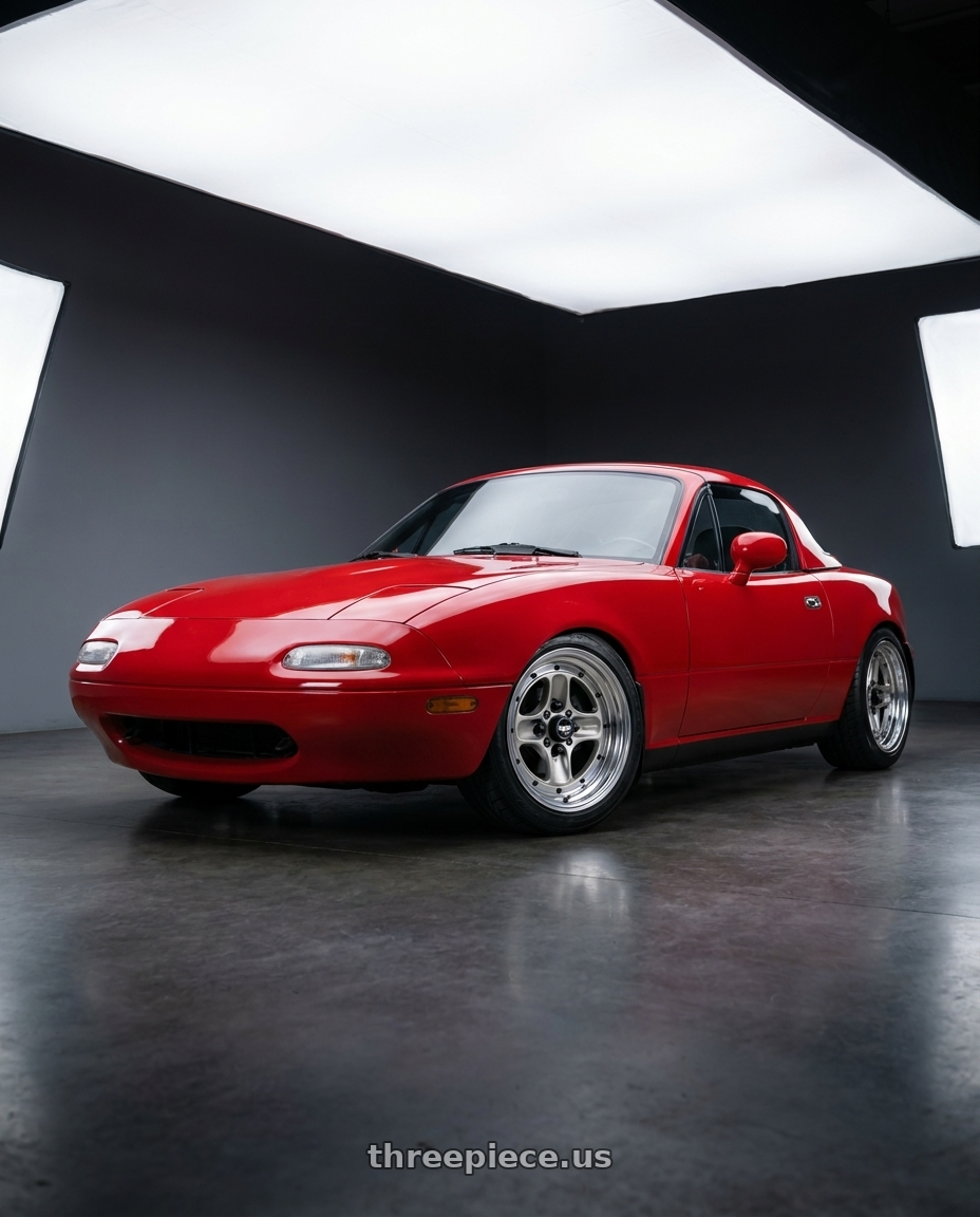 1991 Mazda Miata with Work Equip 40 4x100 15x8 +22 a disk Brut Silver wheels