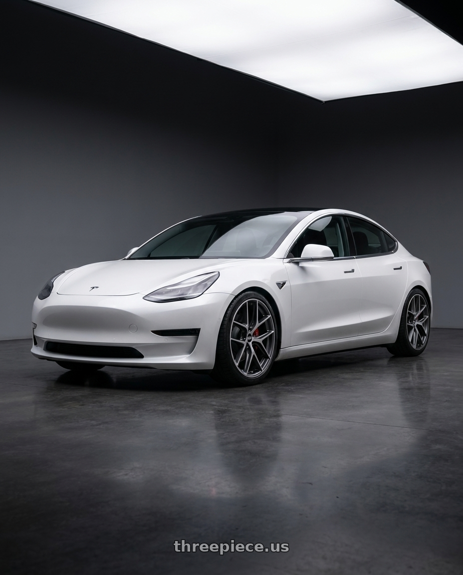 2023 Tesla Model 3 with BBS CC-R 5x114.3 19x8.5+30 Graphite w/ Diamond Cut Face wheels