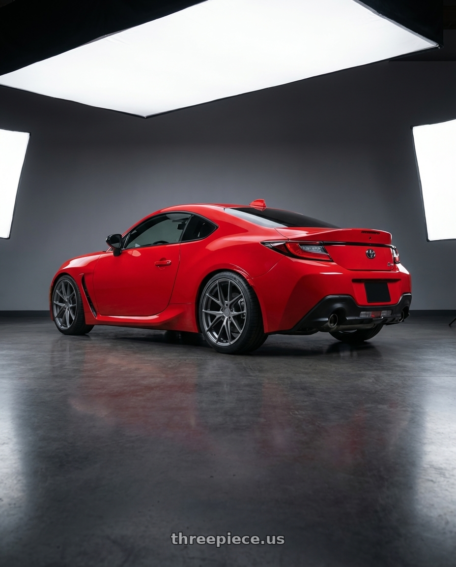 2024 Toyota GR86 with Niche 1PC M116 MISANO 5X114.3 18X8 +40 MATTE GUN METAL wheels rear three quarter view square tires