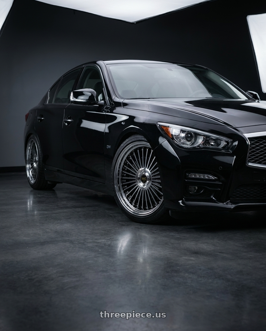 2015 INFINITI Q50 with Work Emitz Black Polish 5x114.3 19x10.0 +38 wheels