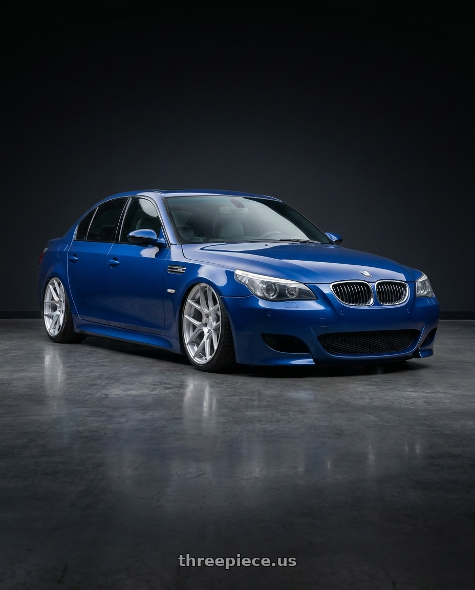 2010 BMW M5 E60 with Aodhan AFF2 5x120 20x10.5+35 Gloss Silver Machined Face wheels