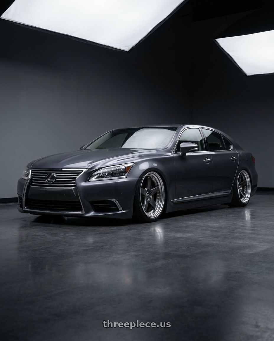 2014 Lexus LS460 with Work Zistance W5s 5x120 20x9+30 r disk Brilliant Silver Black wheels