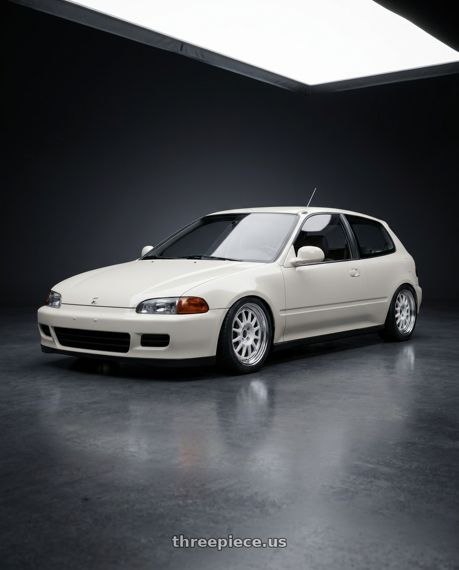 1992 honda civic hatchback with WedsSport Racing 2-Piece 4x100 15x7.0+38 White wheels