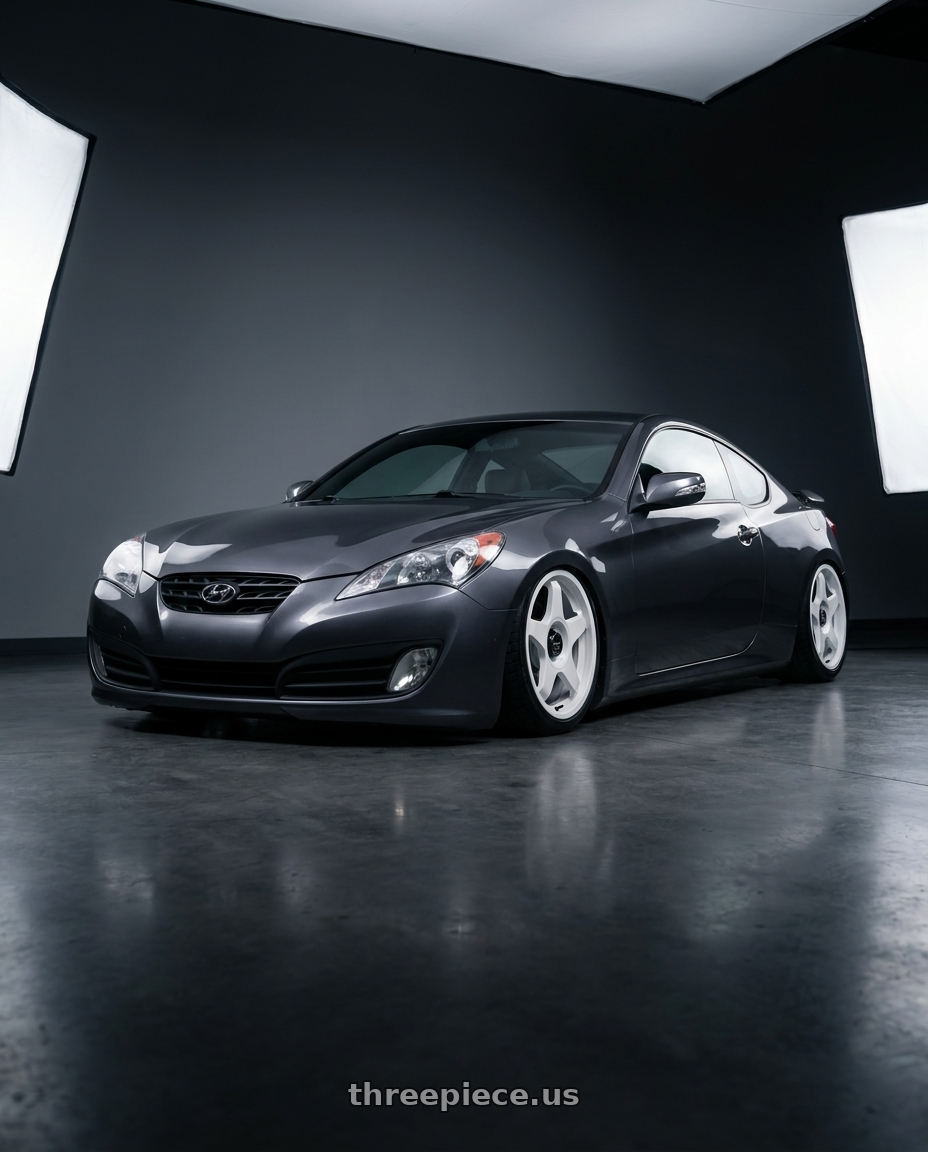 2014 Hyundai Genesis Coupe with fifteen52 CHICANE 5x114.3 / 5x120 19x8.5 +35 RALLY WHITE (GLOSS WHITE) wheels