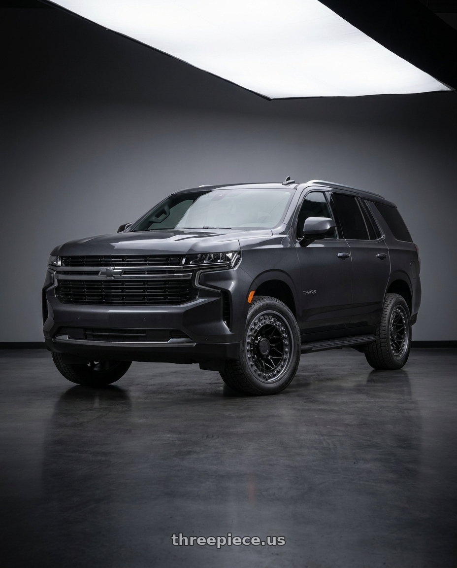 2021 Chevrolet Tahoe LS with Black Rhino ALPHA 6X139.7 18X9 +20 MATTE BLACK W/ GUNMETAL LIP wheels