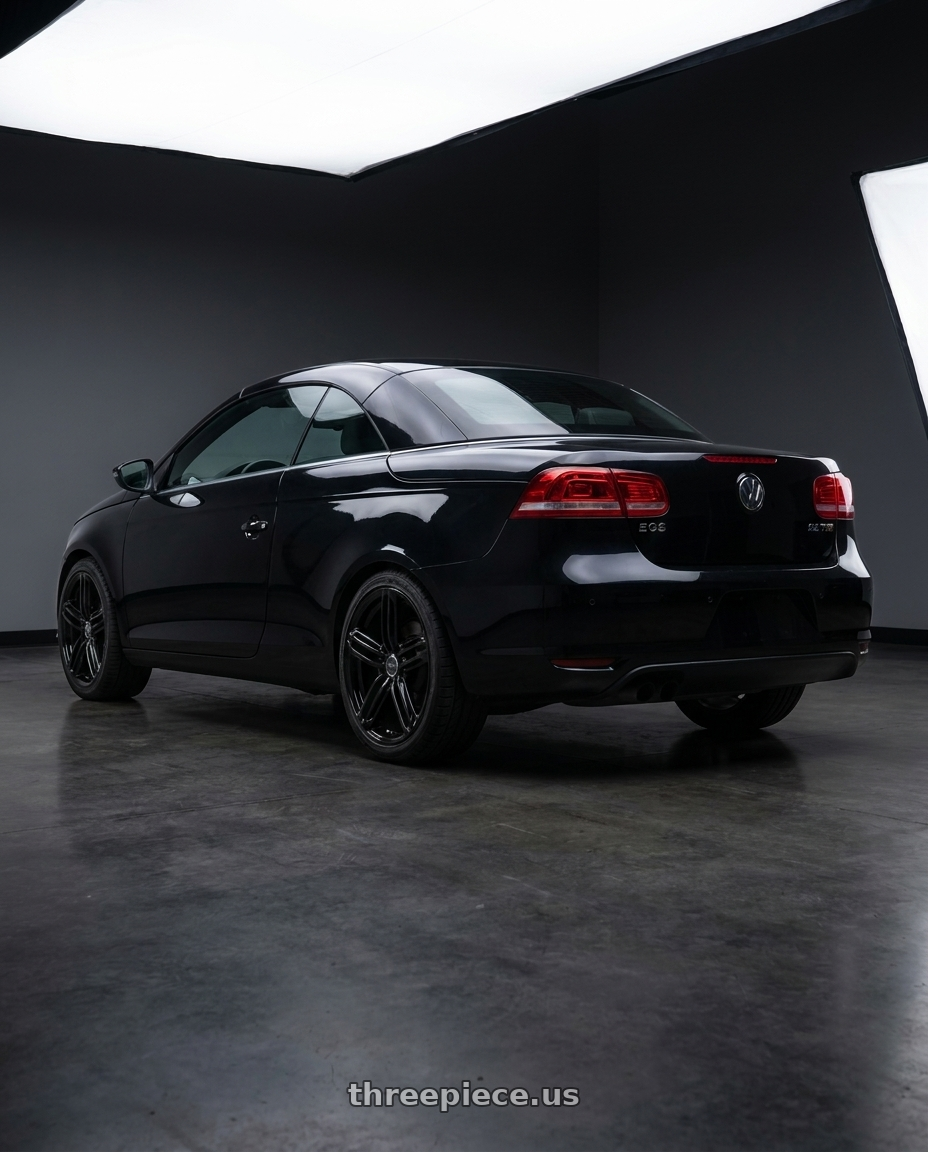 2013 vw eos with OE Wheels AU12 5x112 18x8+45 Black wheels rear three quarter view square tires