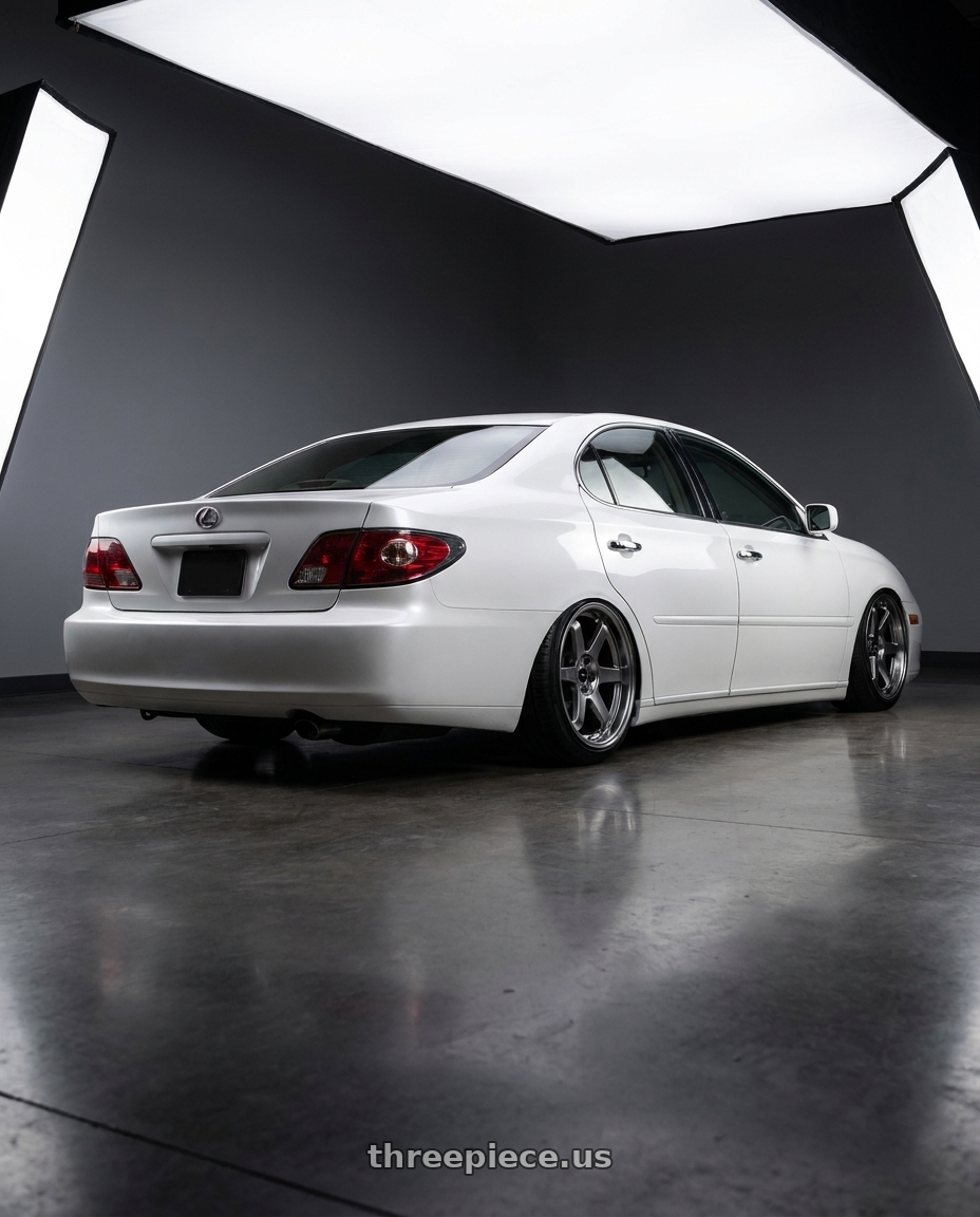 2005 Lexus ES330 with Vors TR37 5x114.3 18x9.5  +22 Hyper Black wheels rear three quarter view slight stretch tires