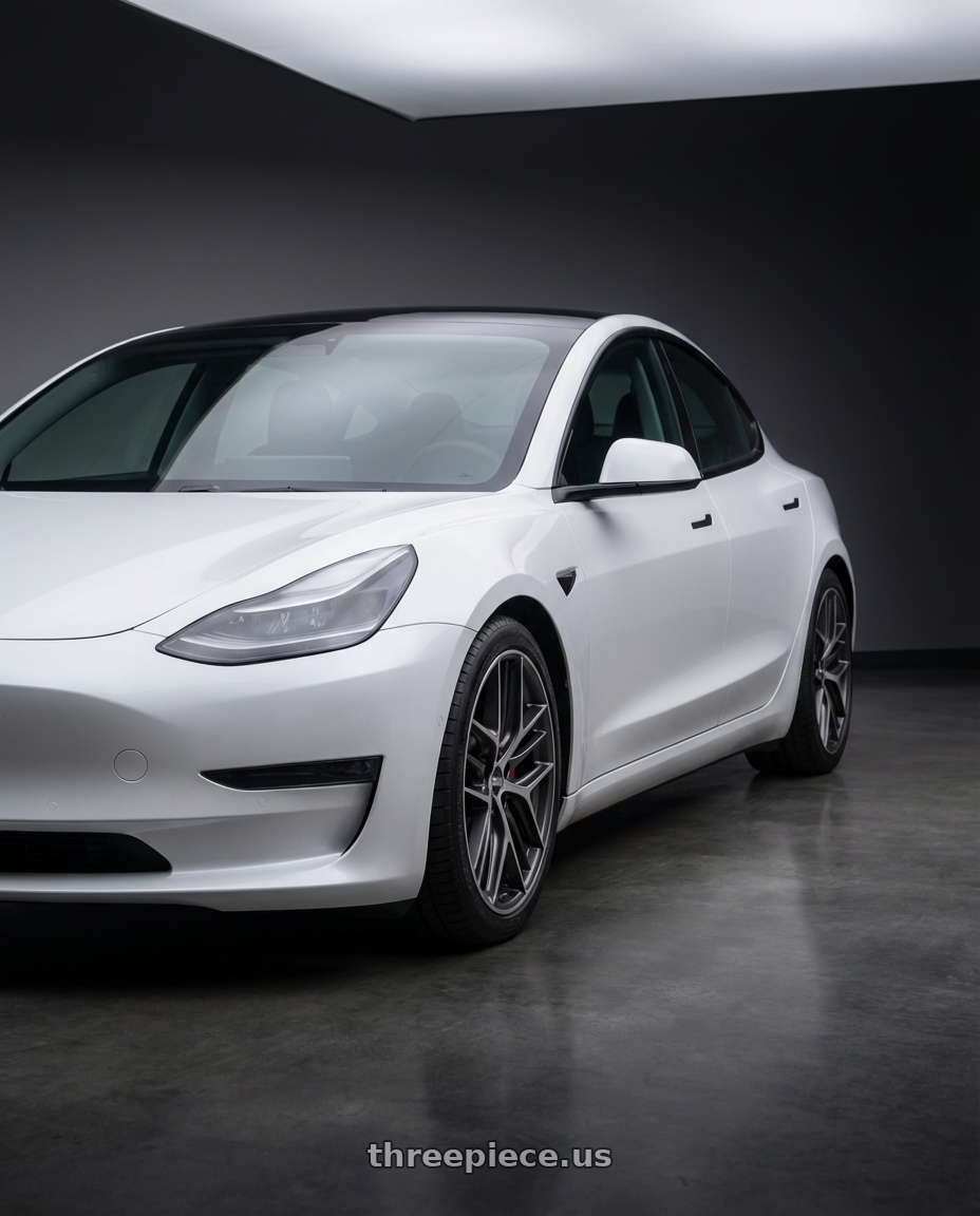 2023 Tesla Model 3 with BBS CC-R 5x114.3 19x8.5+30 Graphite w/ Diamond Cut Face wheels