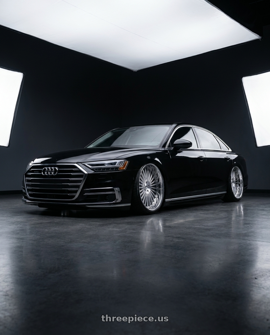 2019 Audi a8 with Amani R.E.A.L. 5x112/5x120 22x9 +32 Brush Center Chrome Lip wheels