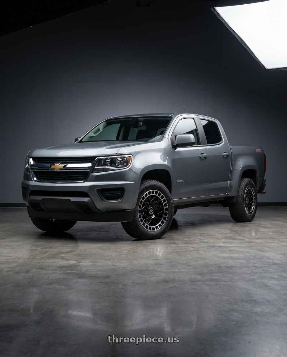 2021 Chevrolet Colorado WT with Vision Street-Designs 349 Savage 6x120 17x8.5+12 Gloss Black Machined Lip wheels