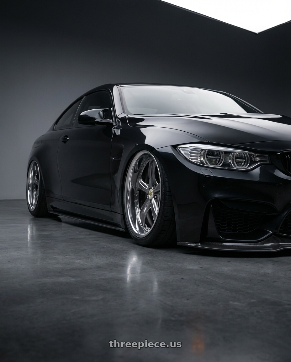 2018 BMW M4 with Work Wheels VS-KF 5X114.3 19x7.5+34 Brilliant Silver Black A Disk FULL REVERSE wheels